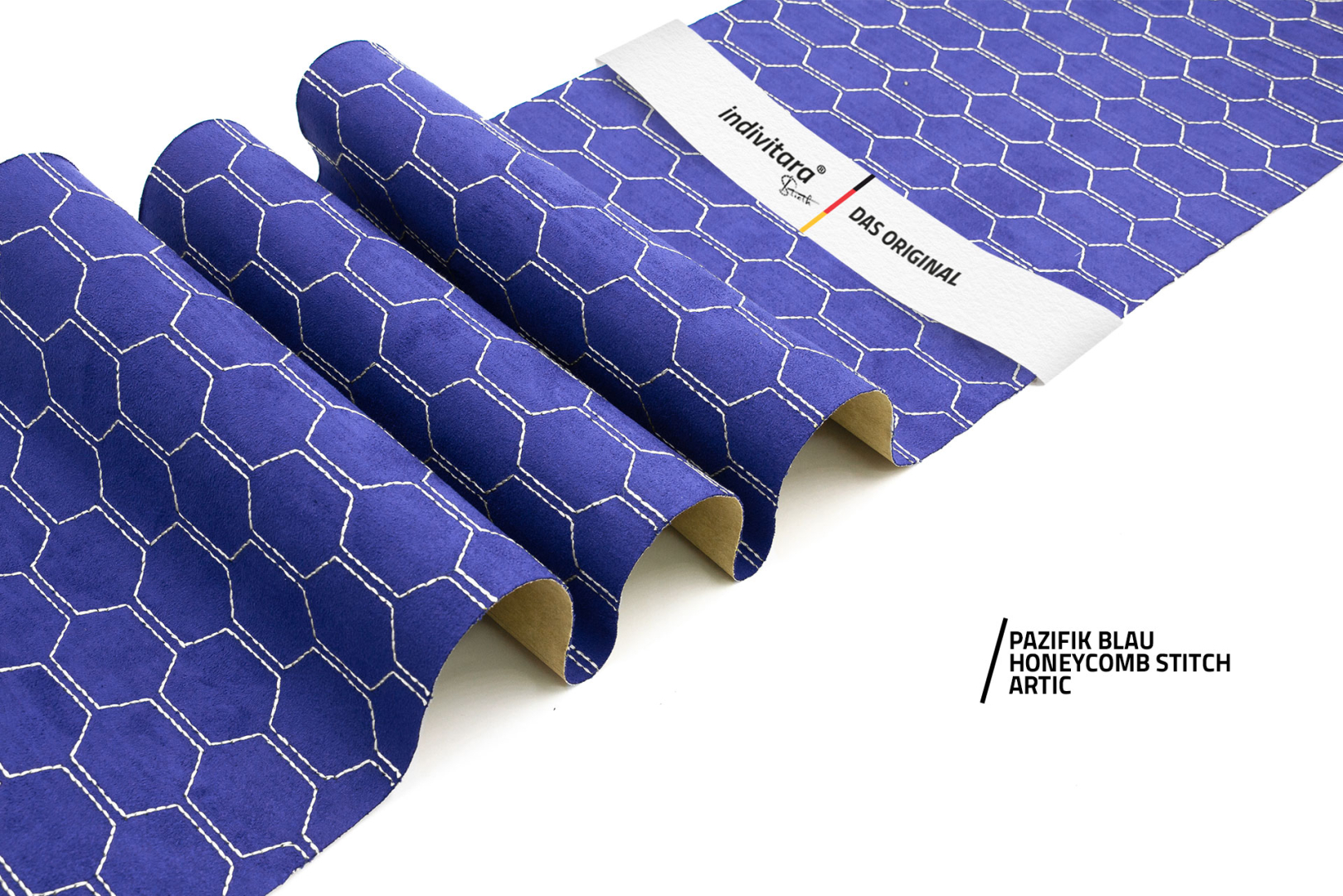 indivitara® Premium Stitch - selbstklebender Mikrofaserstoff Premium mit echten Nähten - Meterware - verschiedene Farben